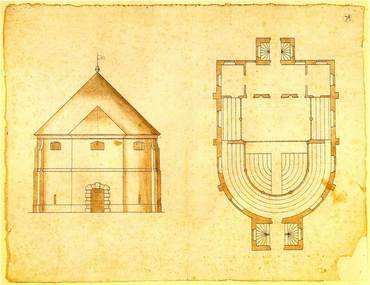 Plans for an indoor Jacobean theatre