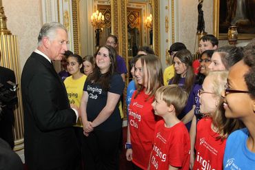 WNO Royal Gala - HRH Prince Charles with Singing Club. Credit Paul Burns